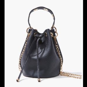 Draw String Leather Bucket Bag